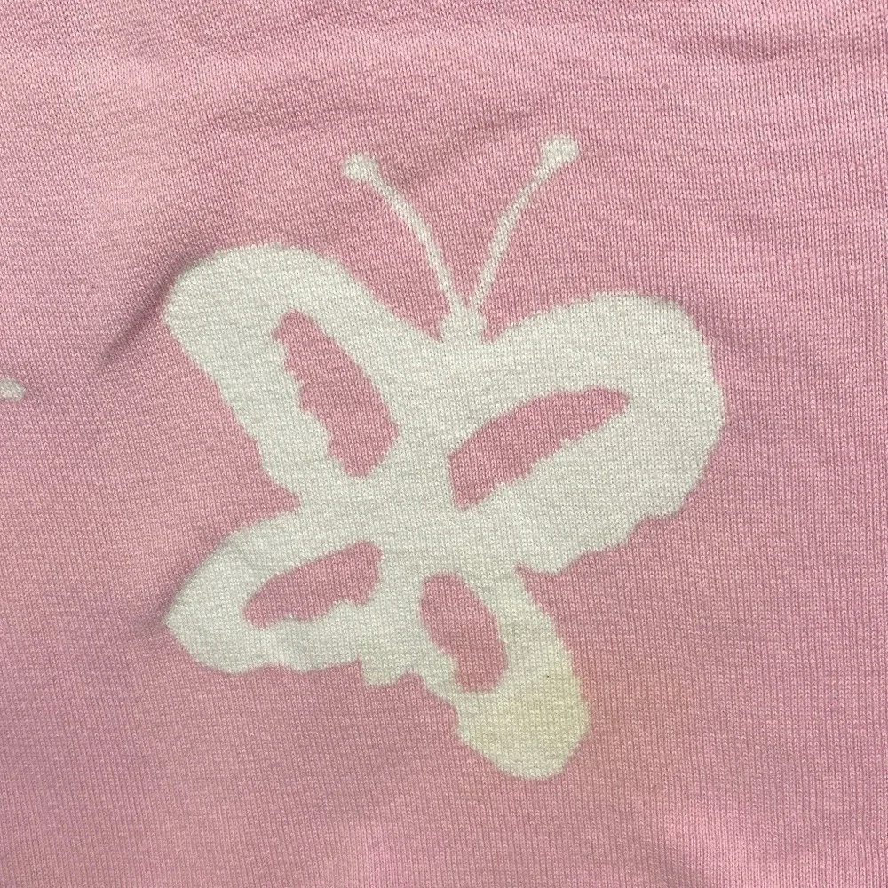Pottery Barn Kids Knitted Pink Butterfly Blanket 30 X 40